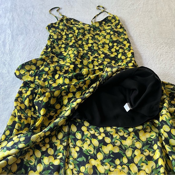 Parker Lemon Asymmetrical Tiered Midi Dress In Limon Size Medium - Picture 10 of 12